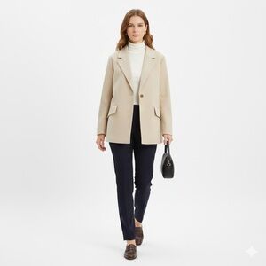 Vero Moda NWT Oatmeal Beige Cream Blazer Jacket Size 16 Old Money Classic
